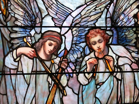 Angels playing heavenly instruments