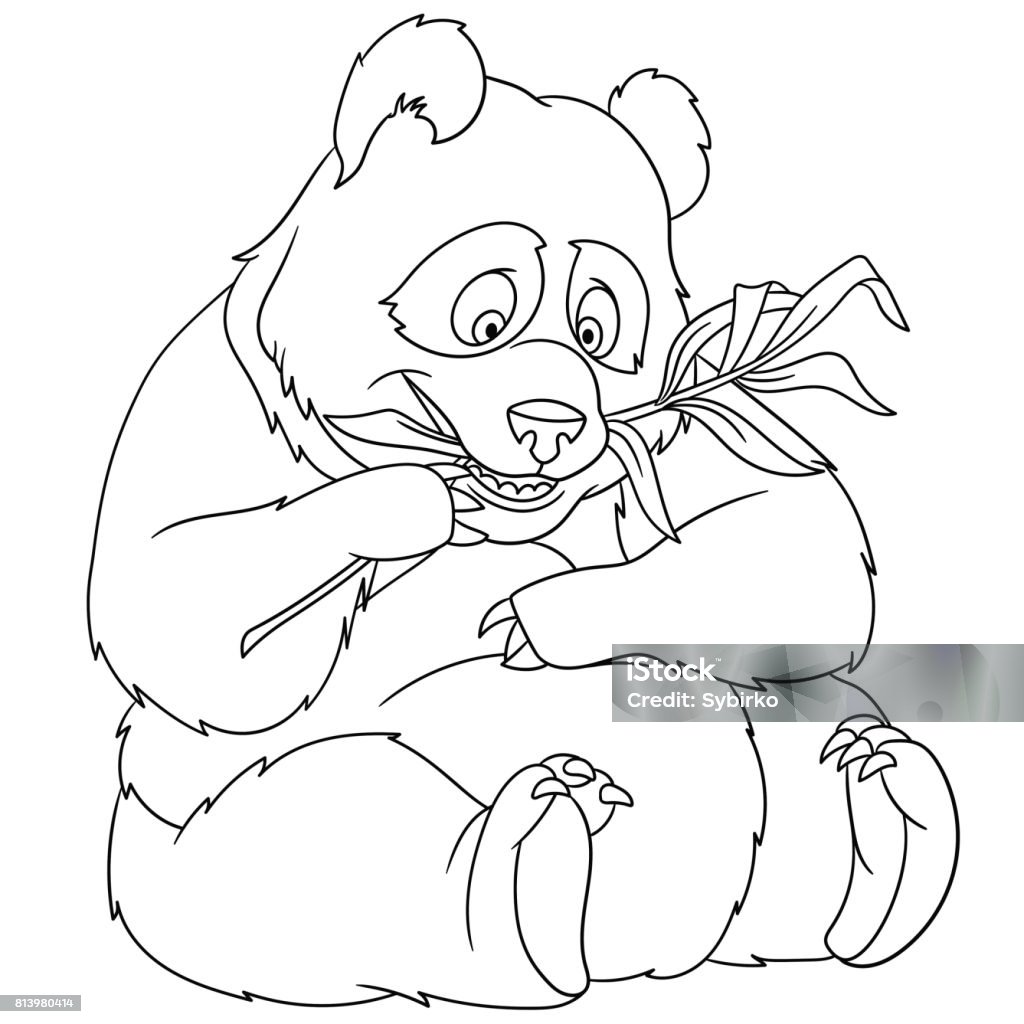 Vetores de Página De Desenhos Animados Urso Panda Para Colorir e
