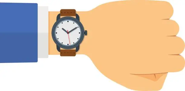 Vector illustration of Vector Flat Style Illustration of Watch on the Hand