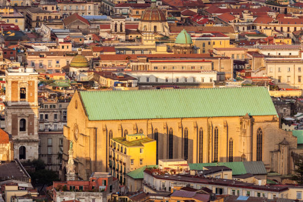 basilica of santa chiara in naples - santa chiara imagens e fotografias de stock