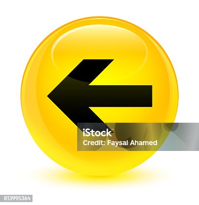 istock Back arrow icon glassy yellow round button 813995364