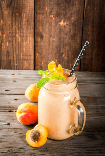 istock Apricot smoothie in mason jar 813999394