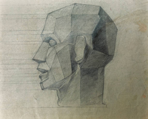 An old pencil drawing of a gypsum head vector art illustration