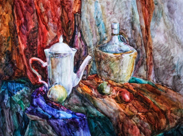 istock Watercolor sketch of the still life staged 814010970