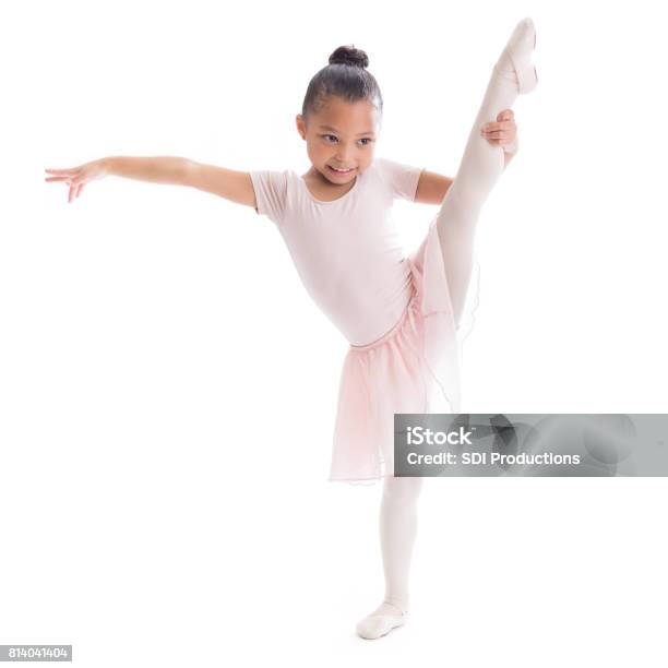 Adorable Young African American Ballerina In Ballet Pose Stock Photo - Download Image Now