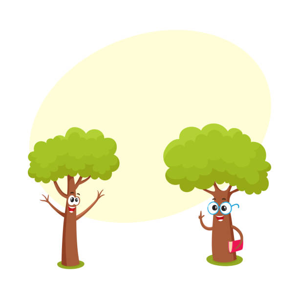 Ilustración de Dos Personajes Divertido Árbol En Vasos Con Libro Levantar Ramas y más Vectores Libres de Derechos de Agarrar - iStock Ilustración de Dos Personajes Divertido Árbol En Vasos Con Libro Levantar Ramas y más Vectores Libres de Derechos de Agarrar - iStock