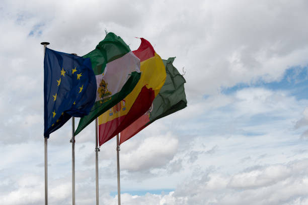istock flags of eu, andalusia, spain, granada 814077136
