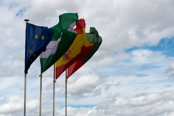 istock flags of eu, andalusia, spain, granada 814082130