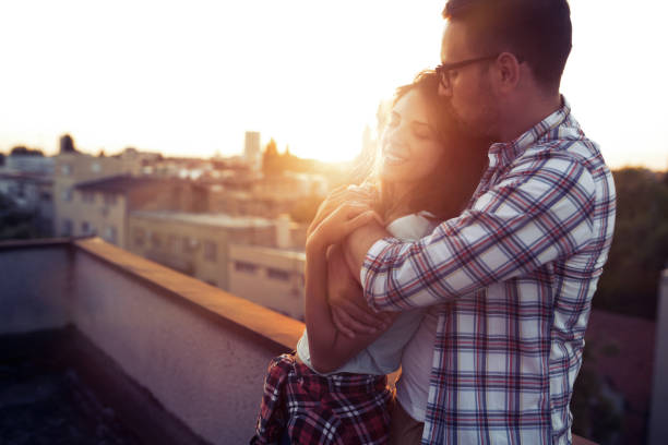 istock Beautiful couple in love dating outdoors and smiling 814082152
