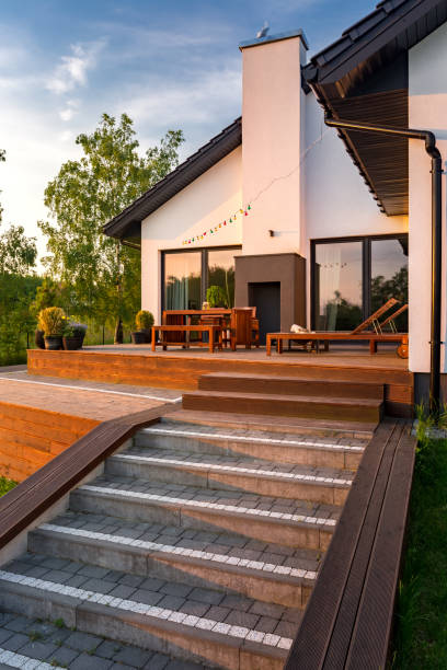 istock Wooden patio stairs 814093664