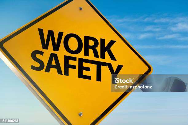 Work Safety Warning Sign Stock Photo - Download Image Now - Occupational Safety And Health, Safety, Construction Industry