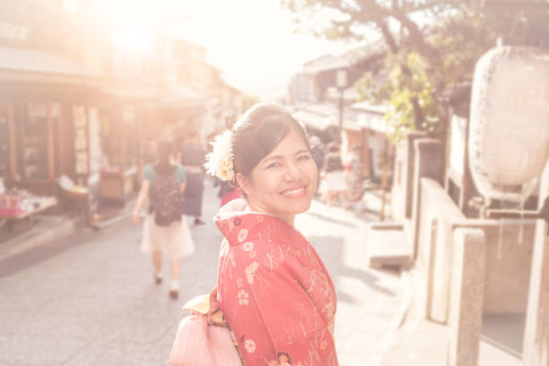 istock asian woman wearing red kimono 814128182