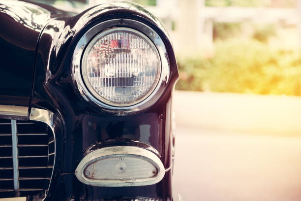 istock Headlight lamp of retro classic car vintage style 814178968