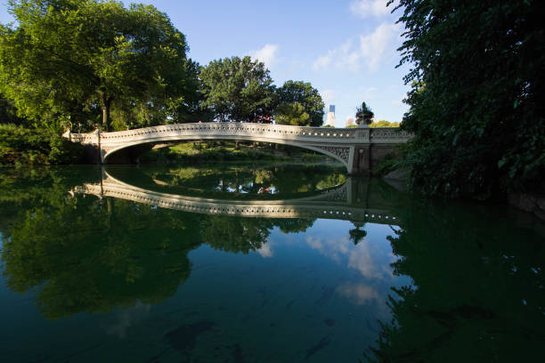 istock Bow bridge reflects on the lake at Central Park in morning light and cloud 814186484