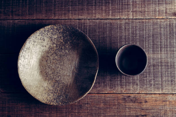 istock Ceramic cup molded from clay and burned with heat with filter effect retro vintage style 814191650