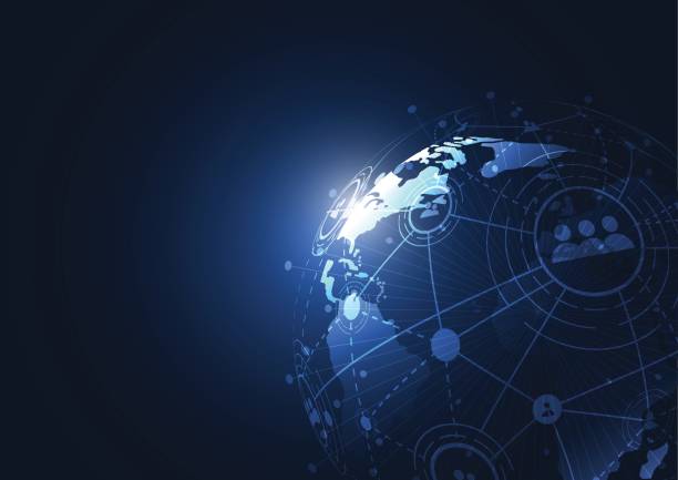istock Global network connection. World map point and line composition concept of global business. Vector Illustration 814242622