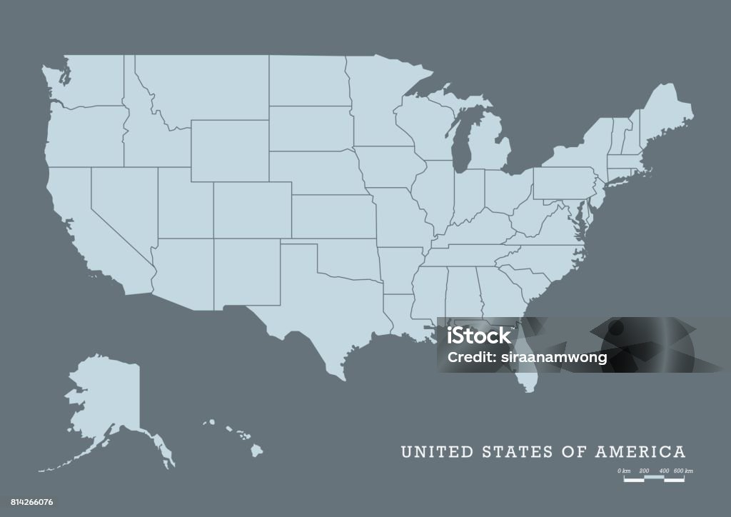 USA map with federal states USA map with federal states. Vector illustration American Culture stock vector