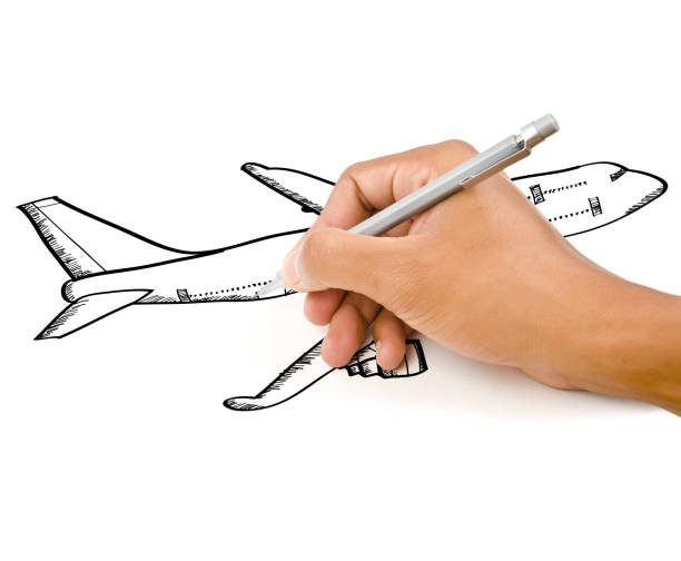 istock Hand Drawing Airplane for travel around the world. 814276026