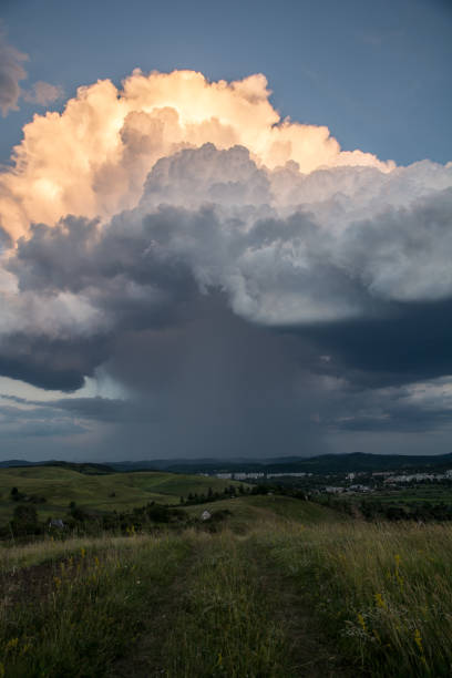 storm in the hill at sunset