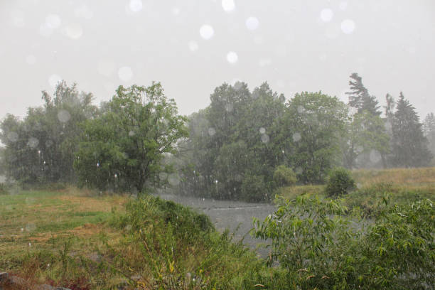 istock Storm rainy weather in Czech landscape with river Malse 814307552