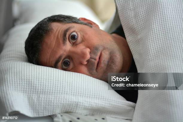 Sleeplessness Man Stock Photo - Download Image Now - Men, Bed - Furniture, Insomnia