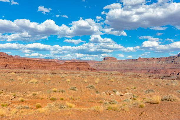 istock Wide open spaces in front of plataeus and puff clouds 814311134
