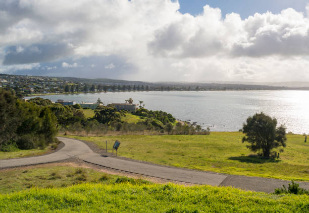 View of the coast and township of Victor Harbor from the lookout situated next to The Bluff.