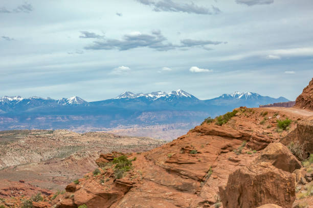 istock The La Sal Mountains with the rocky terrain below 814316430