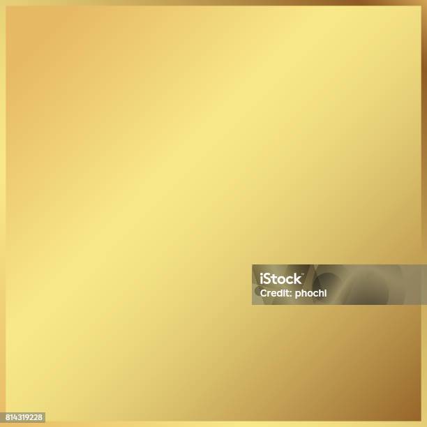 Gold Background In Frame Light Realistic Metallic Golden Gradient Template Metal Decoration Vector Stock Illustration - Download Image Now