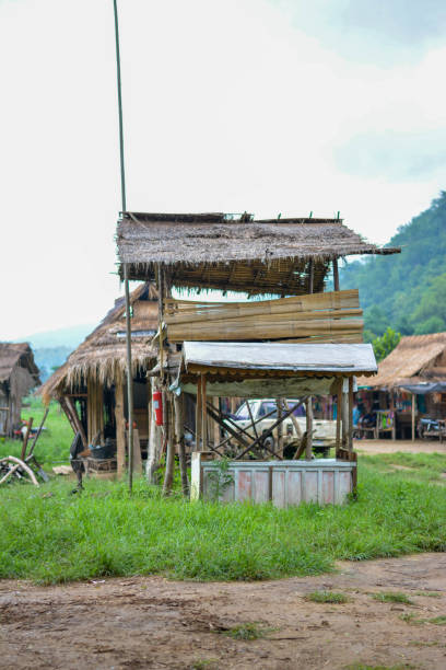 Long Neck Village in Thailand CHIANG MAI, THAILAND - July 10, 2017: Long Neck village in a tribe near Chiang Mai in Northern Thailand. kayan neck rings stock pictures, royalty-free photos & images