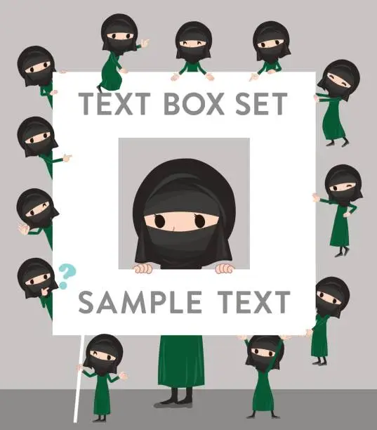 Vector illustration of Arab woman niqab Style text box