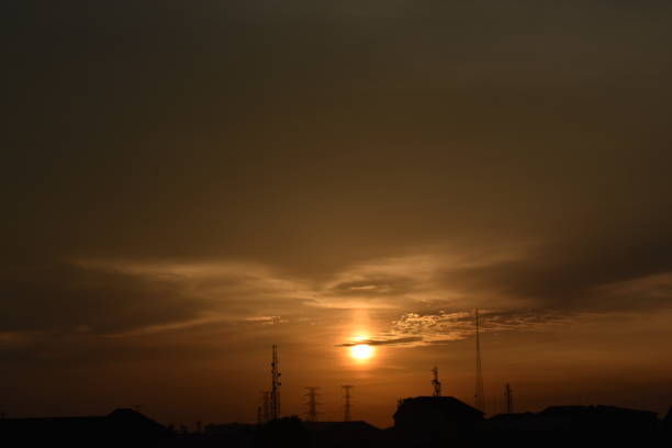SUNSET IN LAGOS, NIGERIA. stock photo