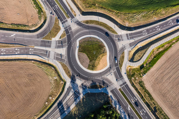 istock aerial view of roundabout 814332210