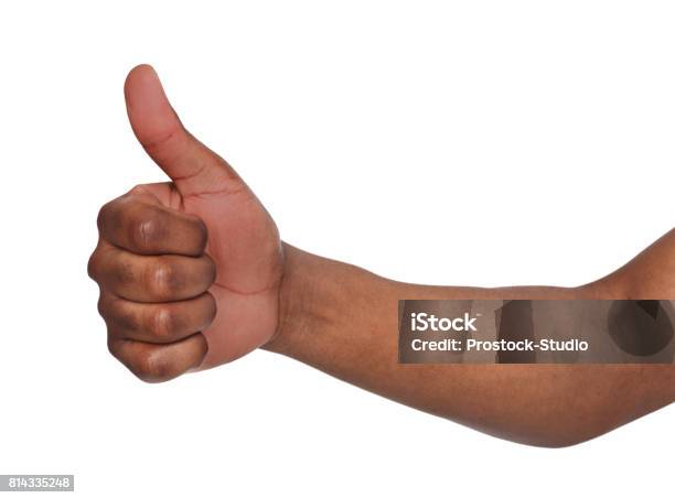 African American Hand Making Thumb Up Gesture Stock Photo - Download Image Now - Thumbs Up, Black Color, African Ethnicity