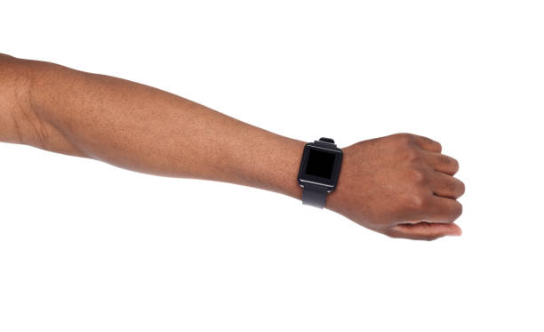 istock Mockup of hand wearing smart watch, cutout 814335834