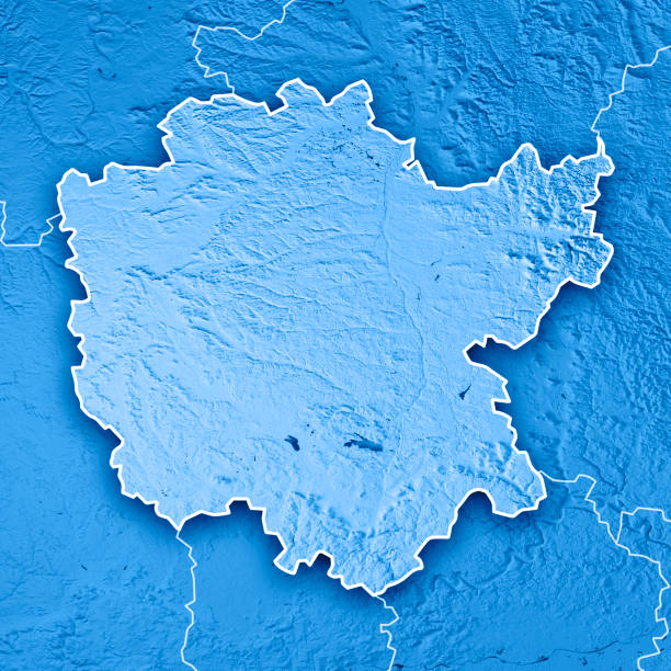 istock Mittelfranken Regierungsbezirk Bayern 3D Render Topographic Map Blue Border 814347128