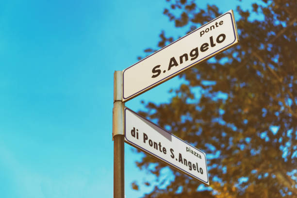 istock Ponte Sant Angelo Street Indicator in Rome toned 814358010