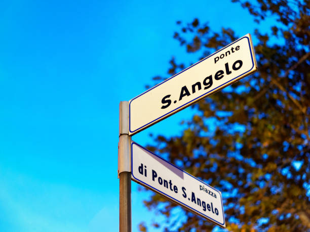 istock Ponte Sant Angelo Street Indicator in Rome 814358012