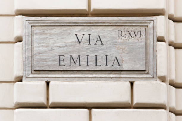 istock Via Emilia sign on wall in Rome 814358096