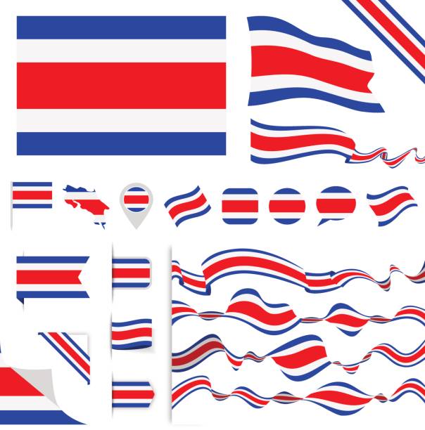 n0605 - турция - набор флагов - costa rica stock illustrations