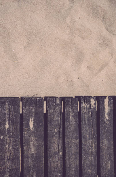 istock Tropical beach, wooden board background. 814391222