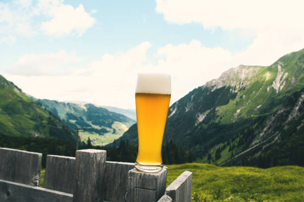 istock Beer glass with mountain panorama 814393924