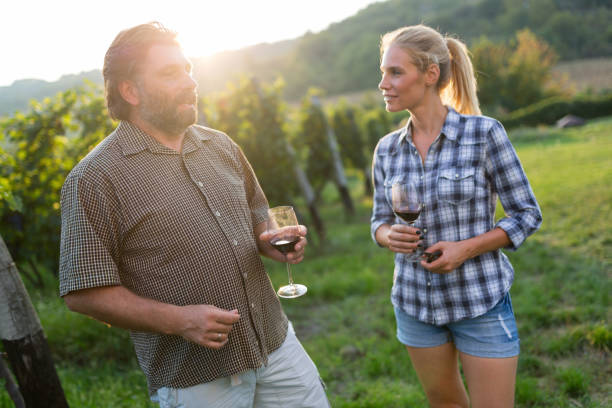 istock Wine grower and people in vineyard 814404930