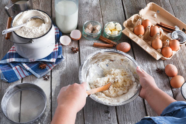 istock Cooking ingredients for baking, eggs, butter and flour 814407922