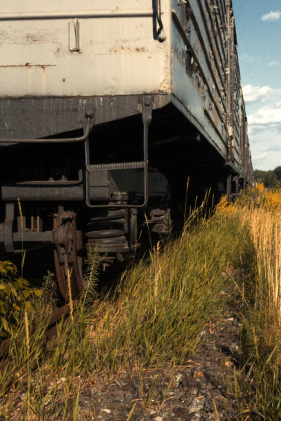 Rusty railway. Abandoned old wagons. Urbanism