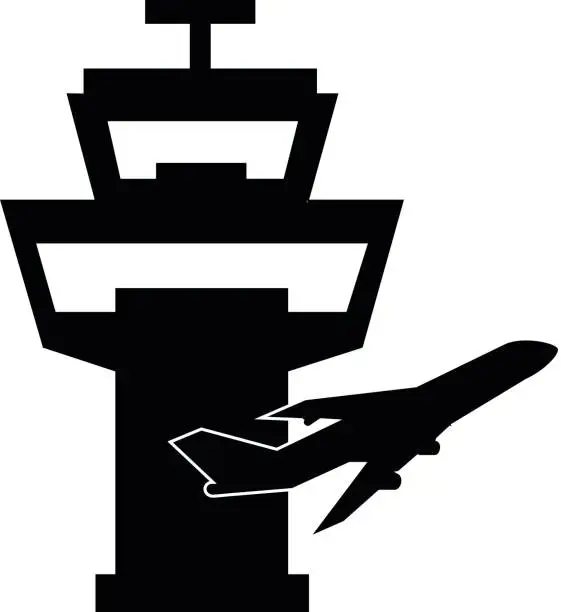 Vector illustration of Airport Traffic Control Tower Single Icon