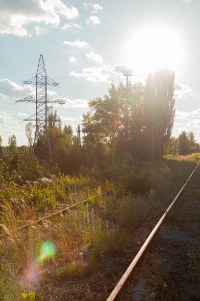 The old railway. Abandoned rusty cars. Urbanism