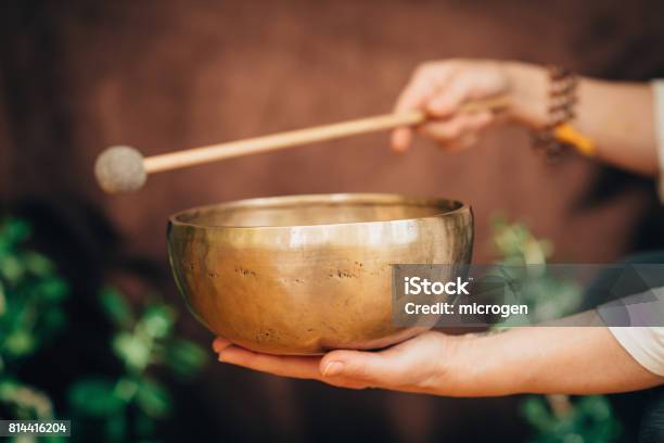 Tibetan Singing Bowl Stock Photo - Download Image Now - Rin Gong, Noise, Music Therapy