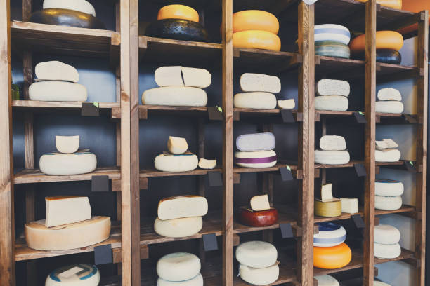 istock Cheese shop shelves, large assortment 814440228