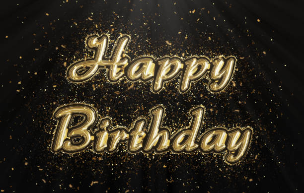 Gold Happy Birthday and confetti